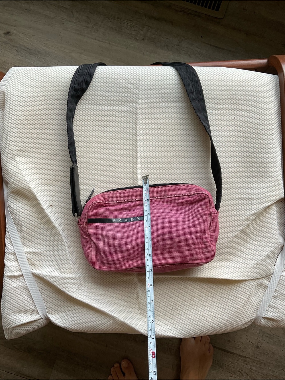 Prada Pink Canvas Shoulder Bag with Black Strap - Picture 8 of 8